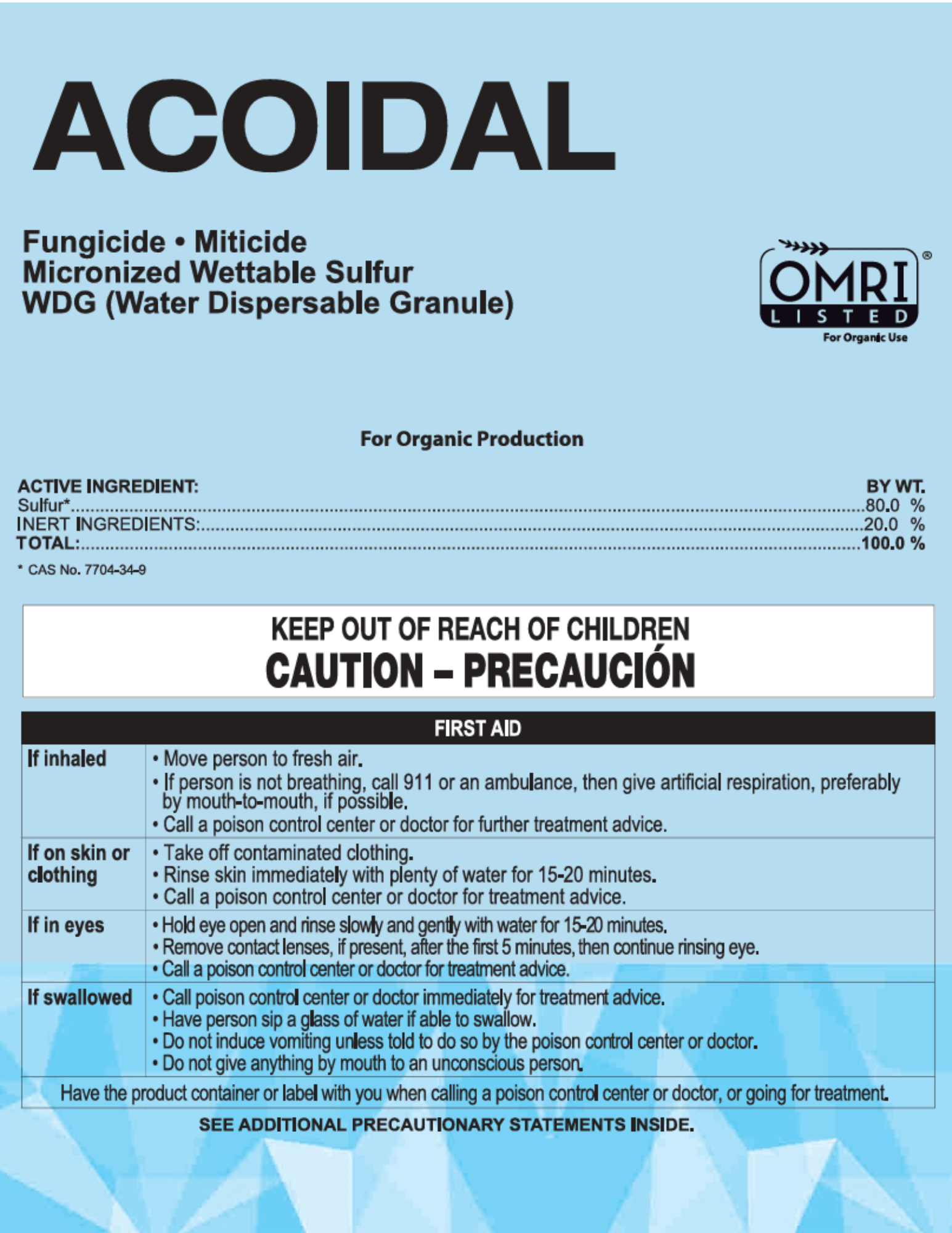 Apical Crop Science 30lb. Acoidal Micronized Wettable Sulfur