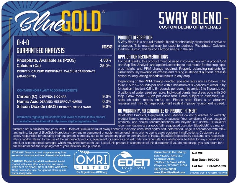 Apical Crop Science Dry Fertilizer 46lbs Eden Blue Gold 5-Way Blend (Injectable)