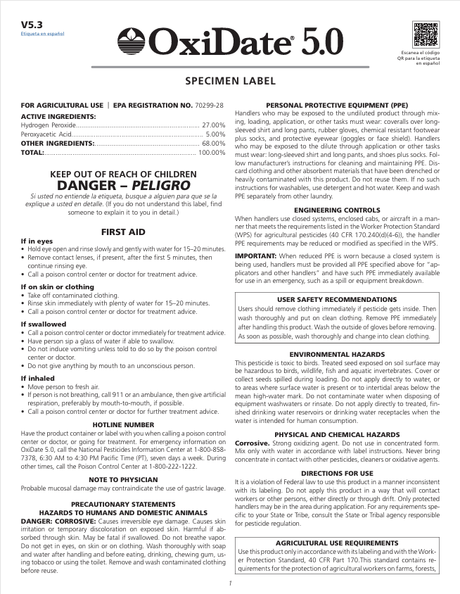 BioSafe Crop Protection 5 Gallon OxiDate 5.0
