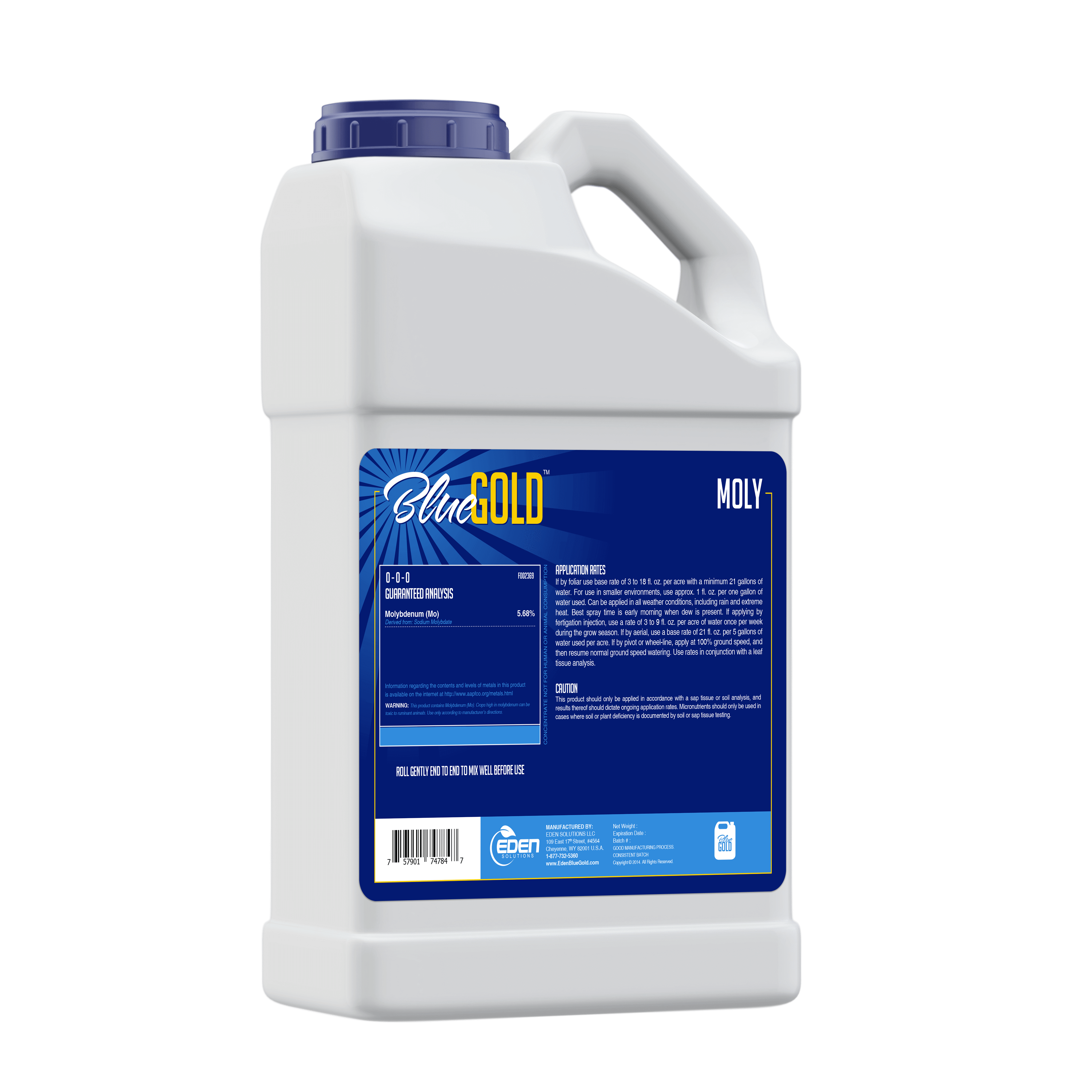 Eden Solutions, LLC Liquid fertilizer Eden Blue Gold Moly