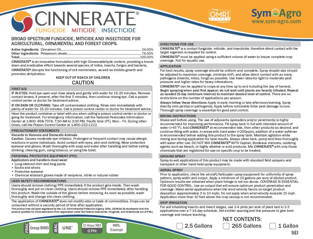 Sym-Agro Crop Protection 2.5 gallon Cinnerate