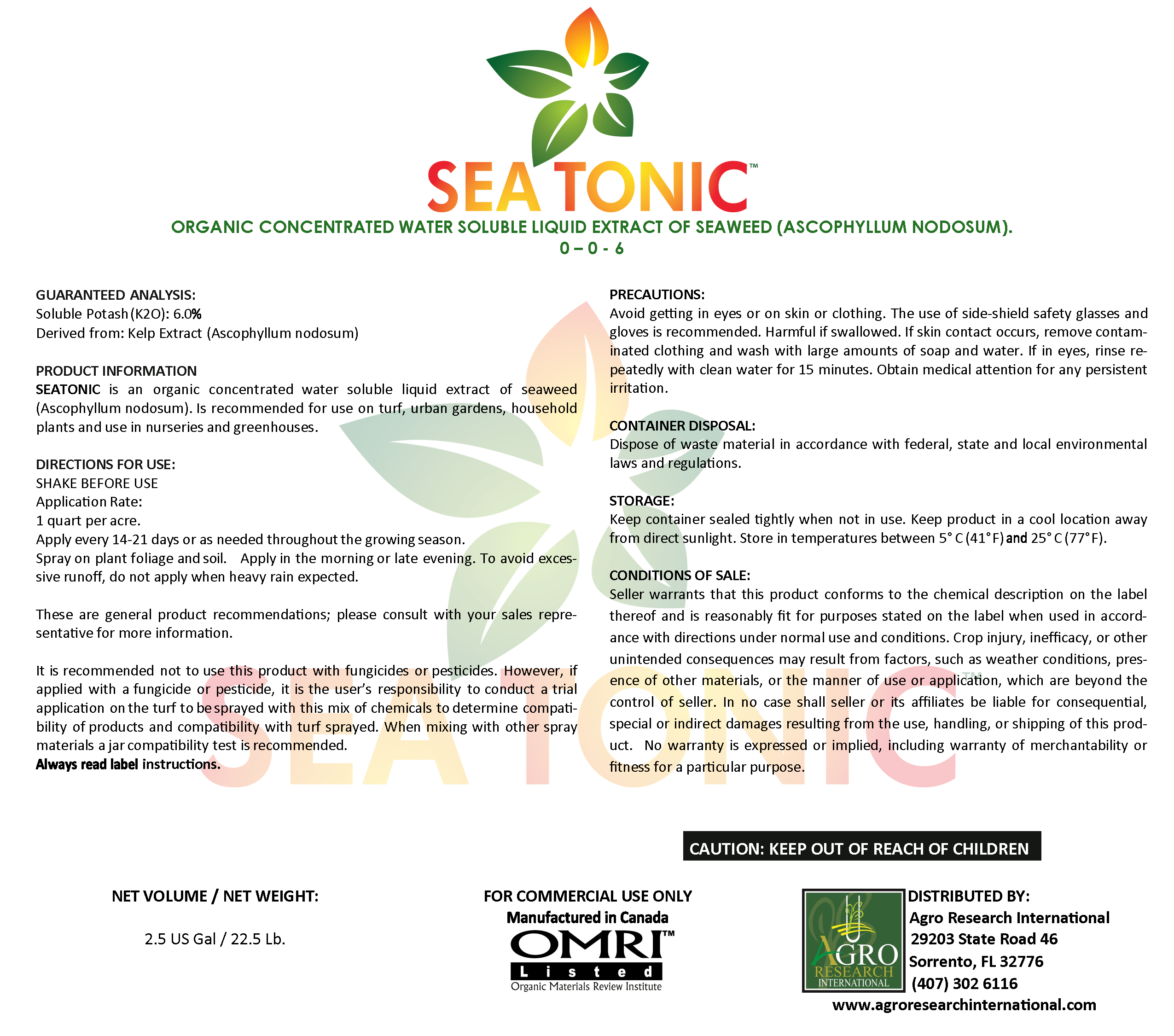 Agro Research International 2.5 Gallon Seatonic-ARI