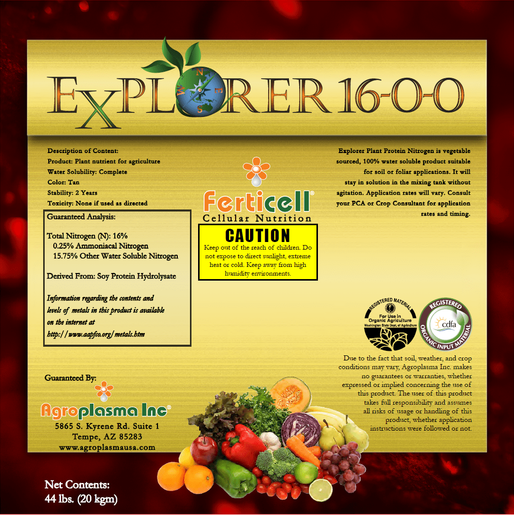 AgroPlasmaUSA Ferticell Explorer 16-0-0 (44 lbs)