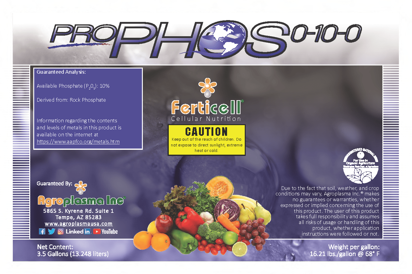 AgroPlasmaUSA 3.5 gal Ferticell ProPhos 0-10-0
