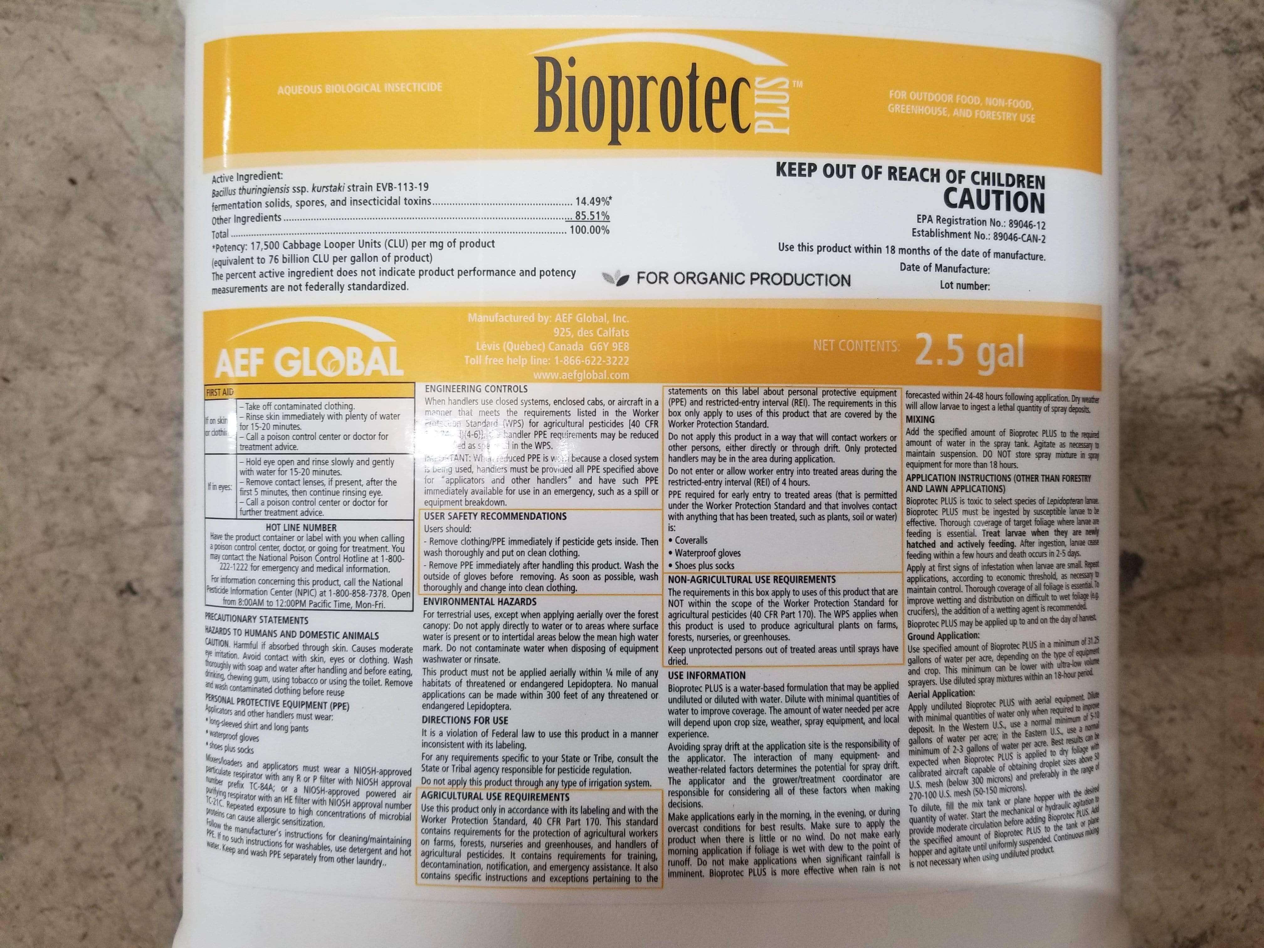 AEF Global Crop Protection 2.5 Gallons Bioprotec Plus