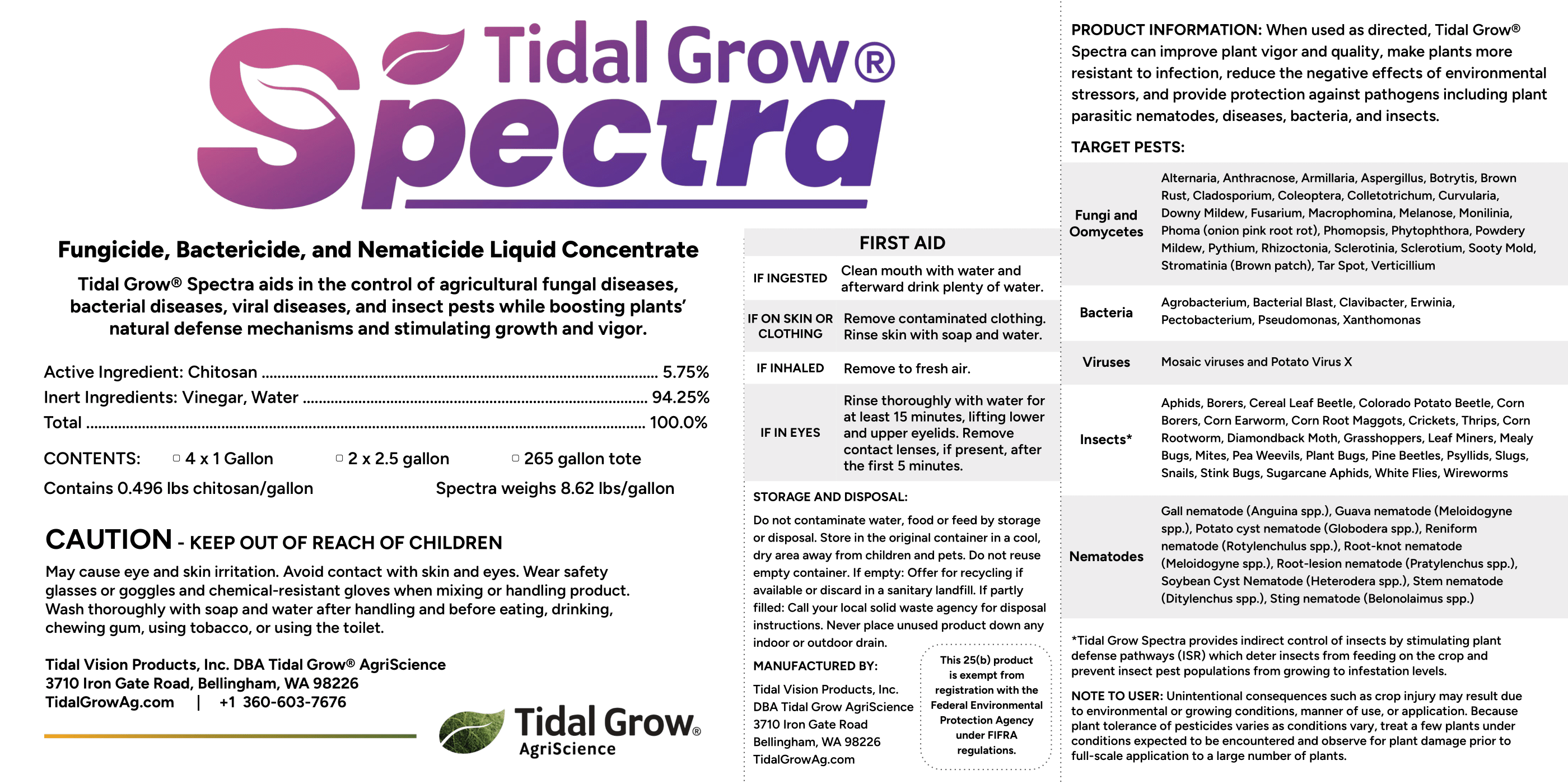 Apical Crop Science Crop Protection 2.5 gal Tidal Grow Spectra