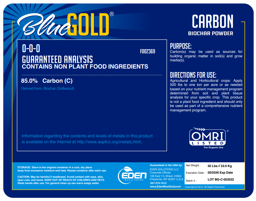 Apical Crop Science Dry Fertilizer 50 lbs Eden Blue Gold 85% Carbon [Injectable]