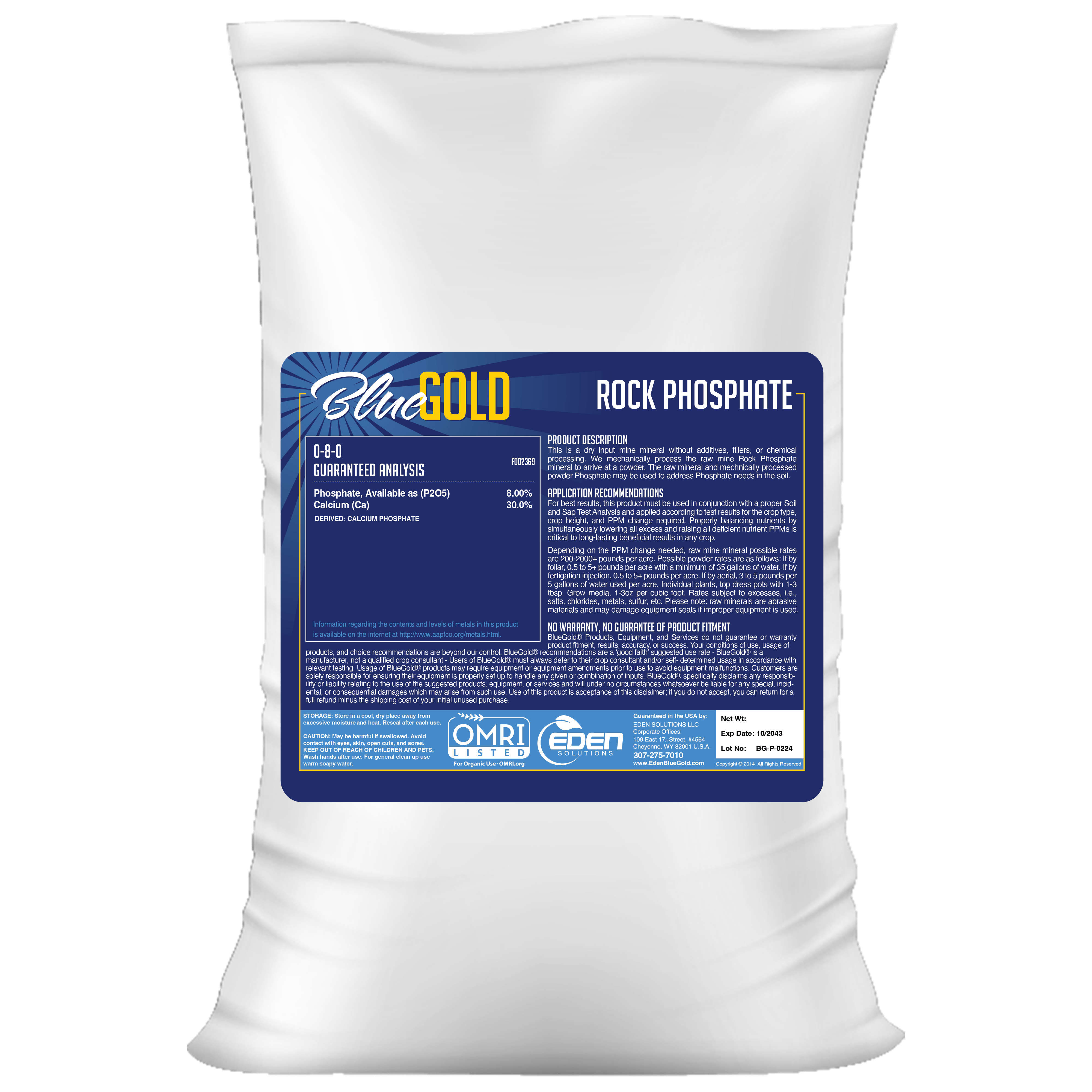 Apical Crop Science Fertilizer 46 lbs BlueGold® Calcium Phosphate