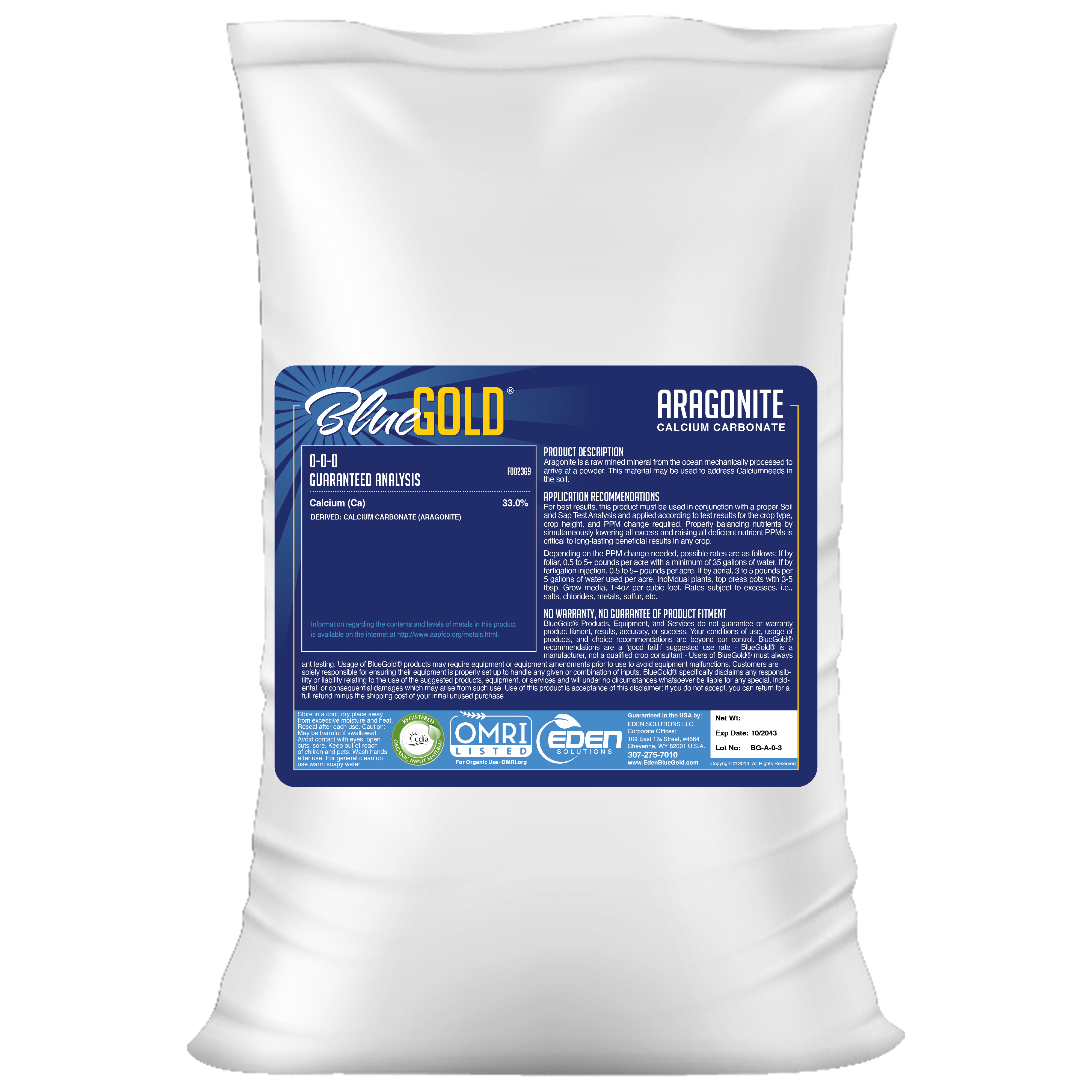 Apical Crop Science Mineral 45 lbs BlueGold® Calcium Carbonate