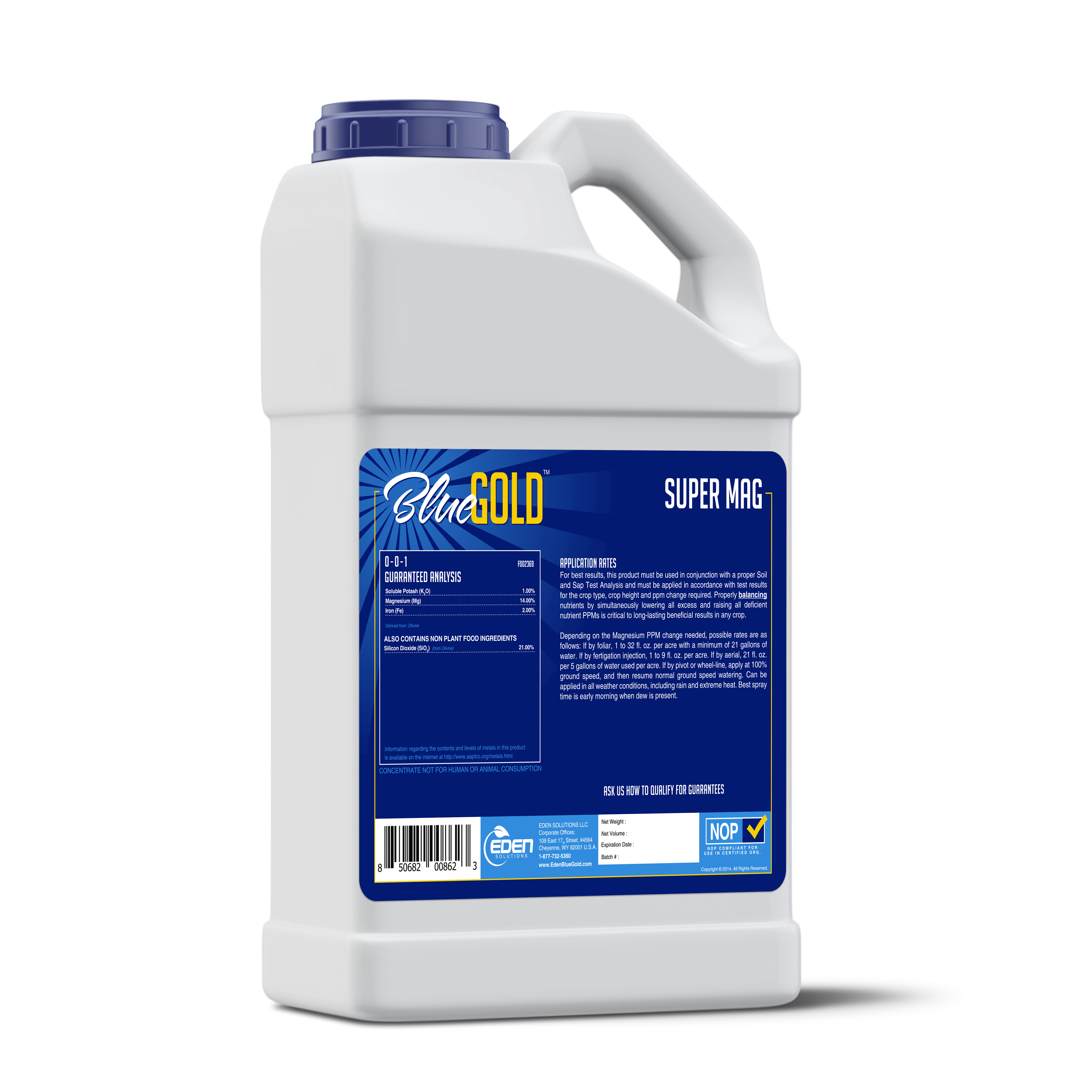 Eden Solutions, LLC Liquid fertilizer Eden Blue Gold Super Mag