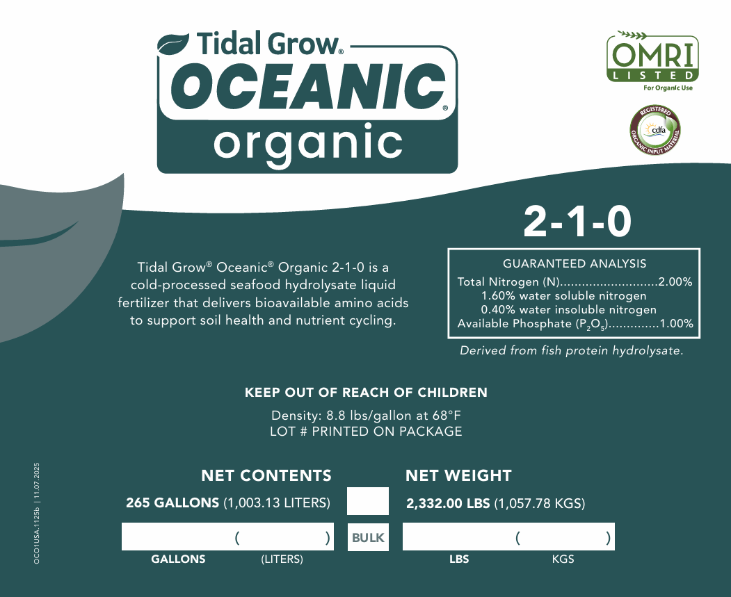 Pacific Gro Fertilizer 265 gallon Tidal Grow Oceanic Hydrolysate 2-1-0 (Organic)