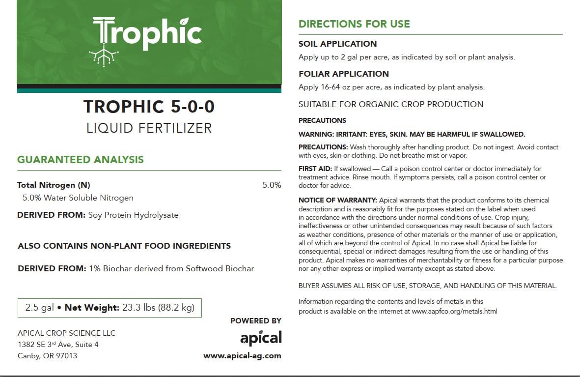 Trophic Liquid fertilizer Trophic 5-0-0 with Biochar Carbon