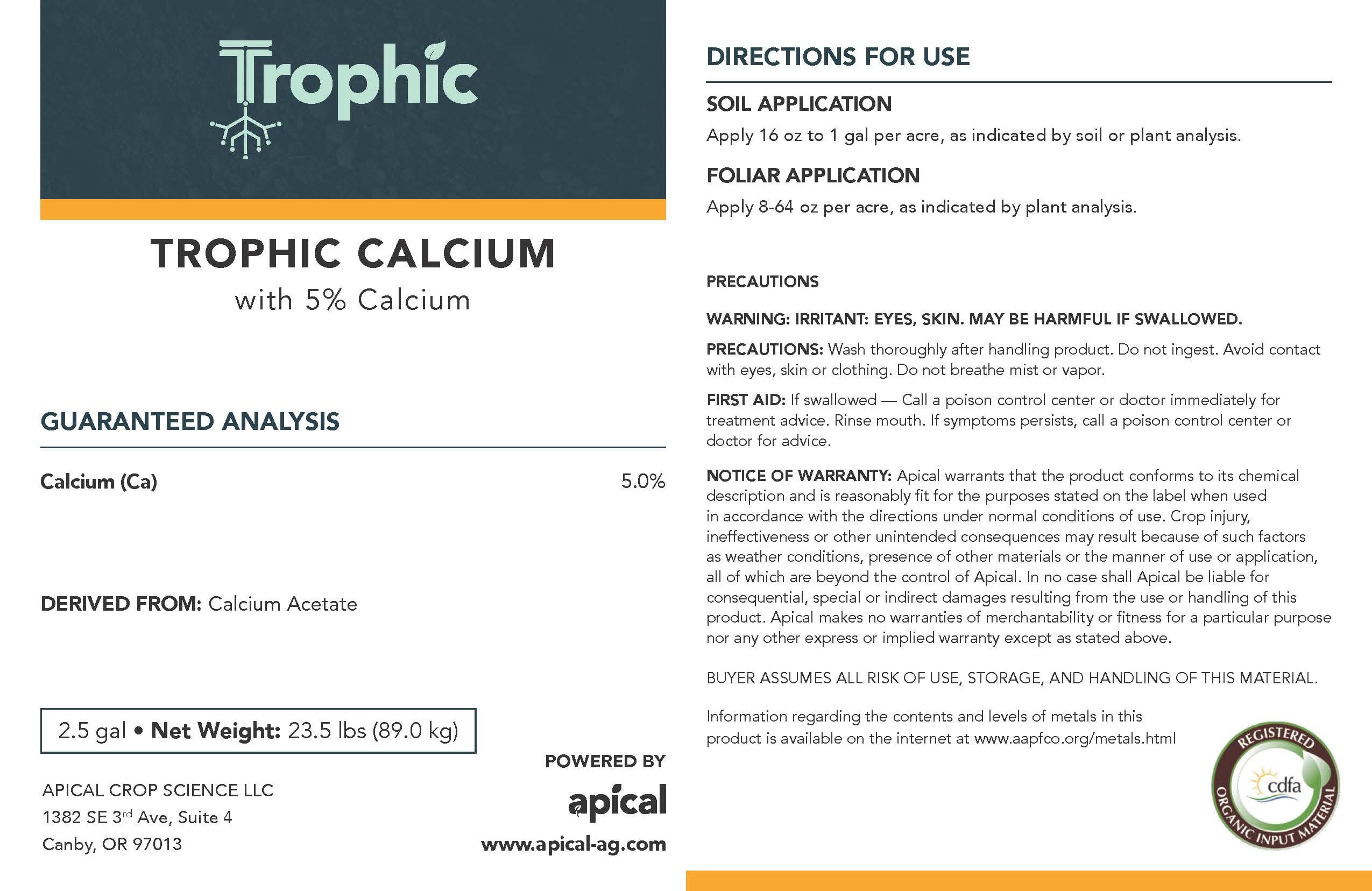 Trophic Liquid fertilizer Trophic Calcium