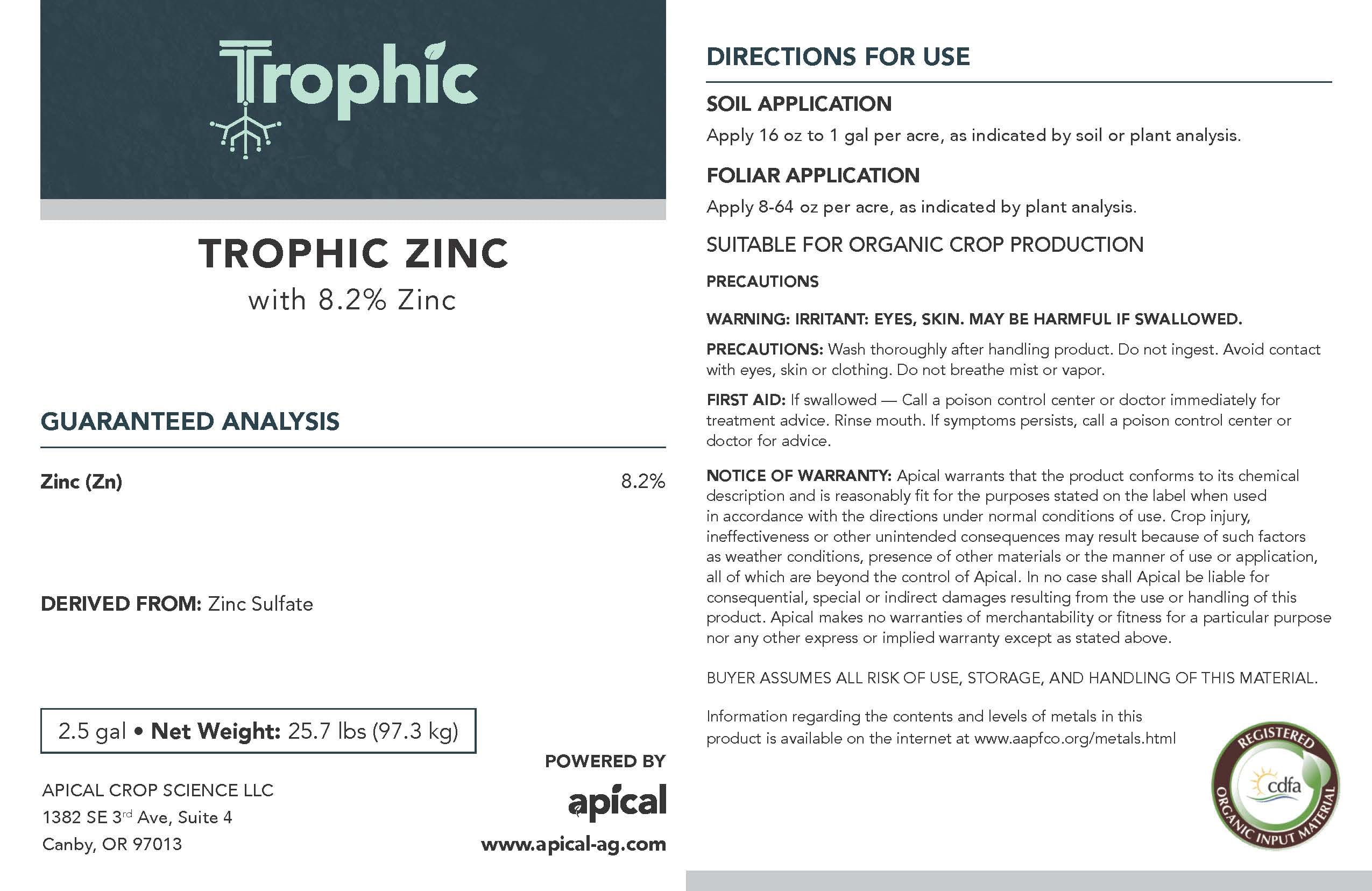 Trophic Liquid fertilizer Trophic Zinc