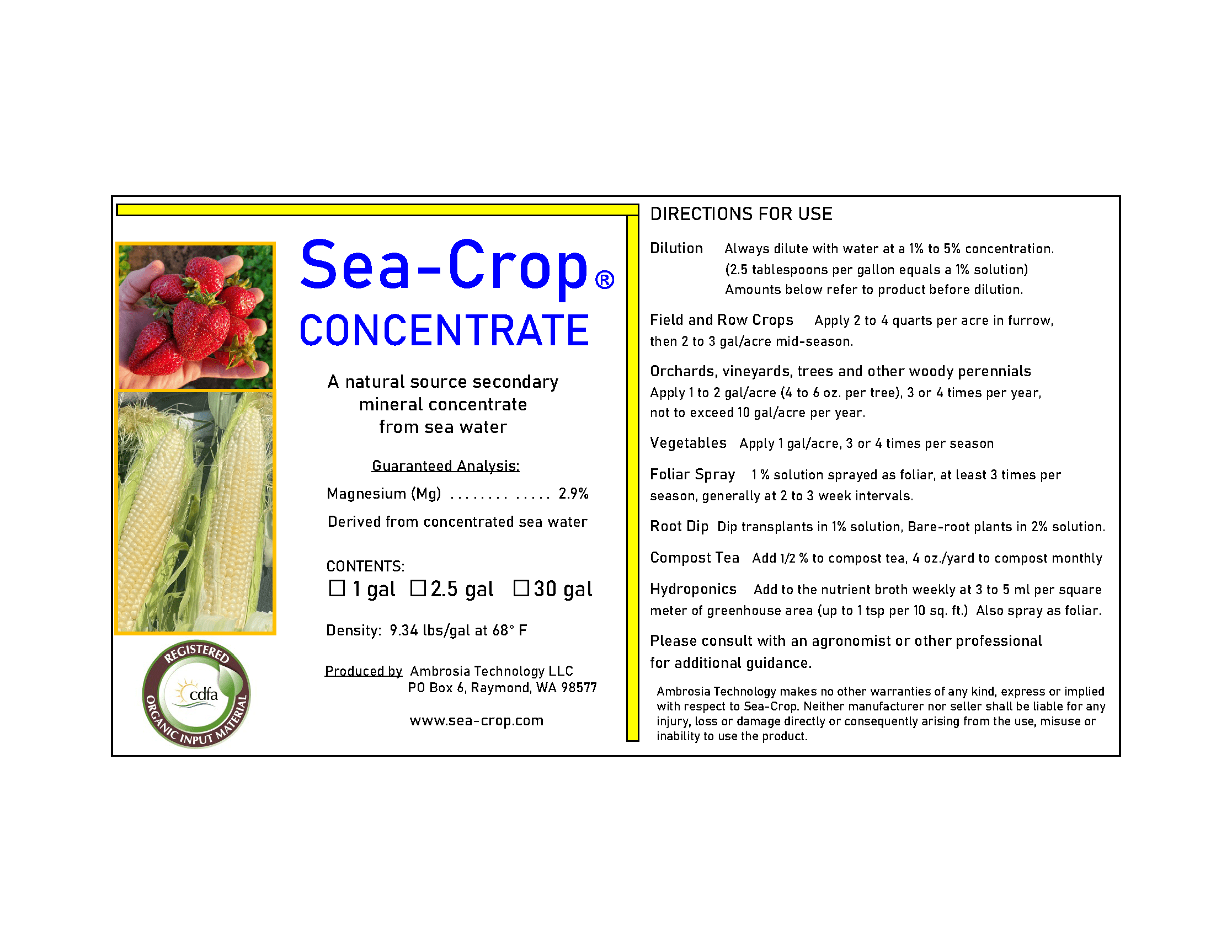 Apical Crop Science 2.5 gal Sea-Crop Ocean Mineral Concentrate