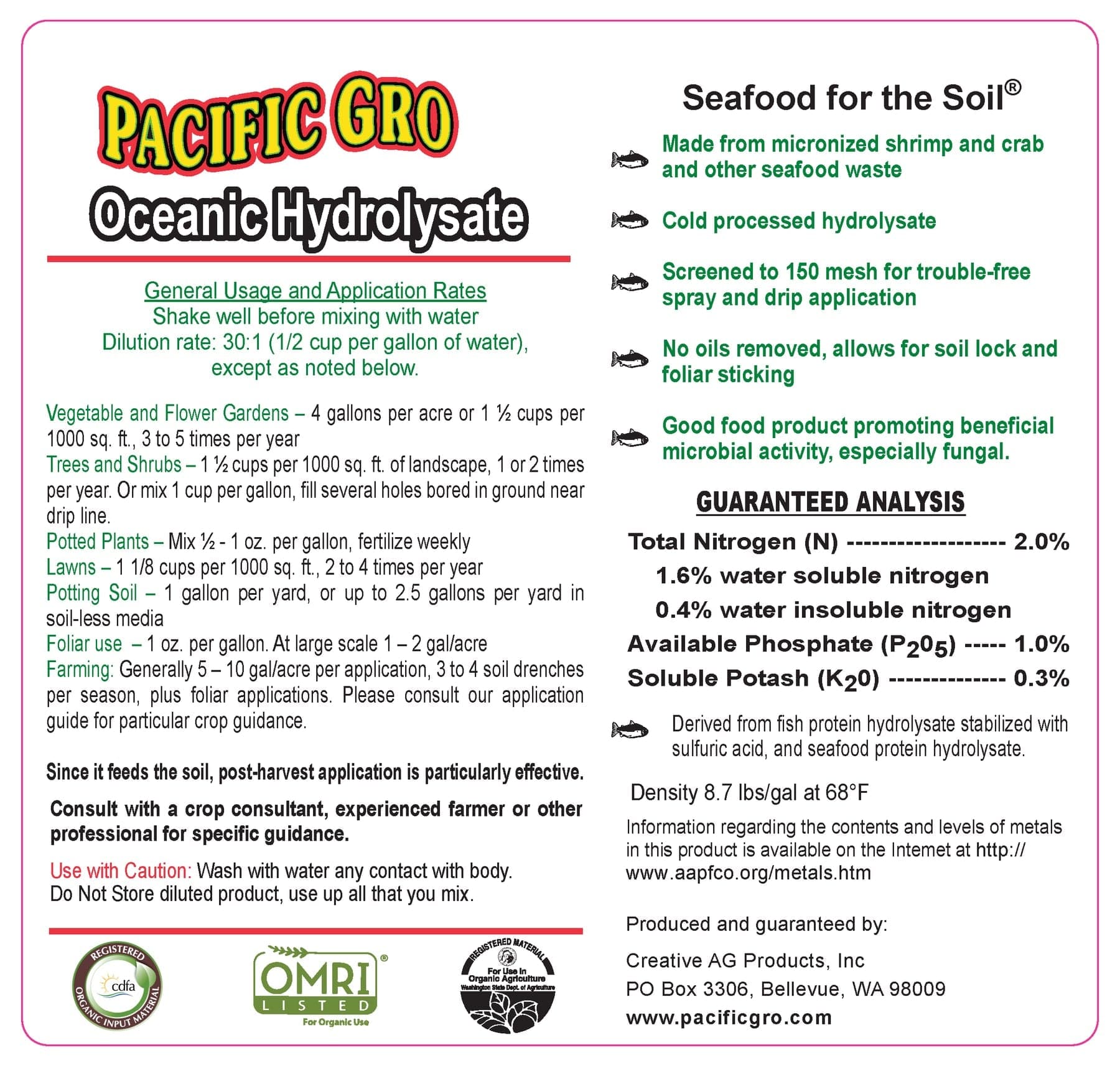 Pacific Gro Pacific Gro Oceanic Hydrolysate 2-1-0.3 with Crab and Shrimp