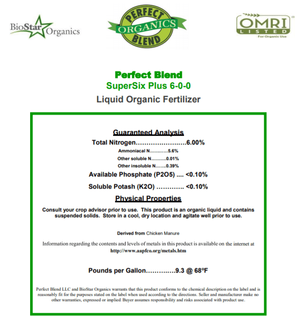 Perfect Blend Biostar Super 6 Liquid (Bulk Gallons)